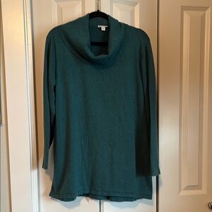 Elegant Green Cowl Neck Sweater with Tunic Length